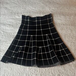Max Studio Black Skirt with White Windowpane Grid